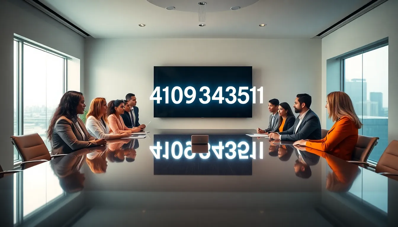 professionals discussing the number 4109343511 in a modern office.